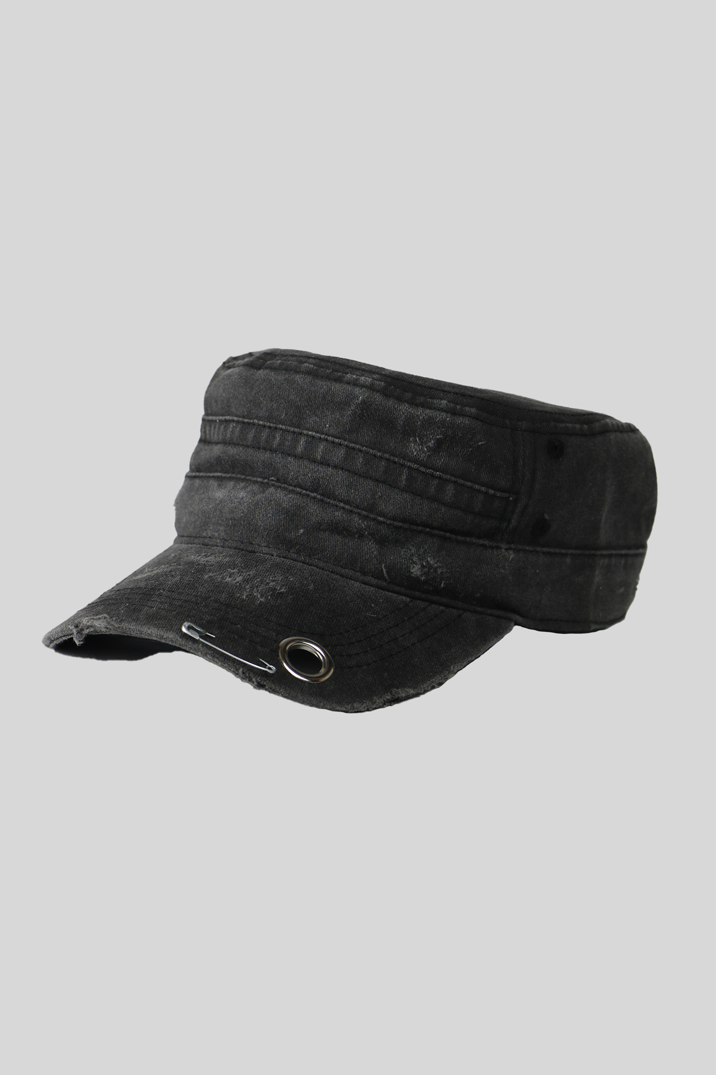 BTIMESTWO - DISTRESSED HANDMADE CAP - BLACK