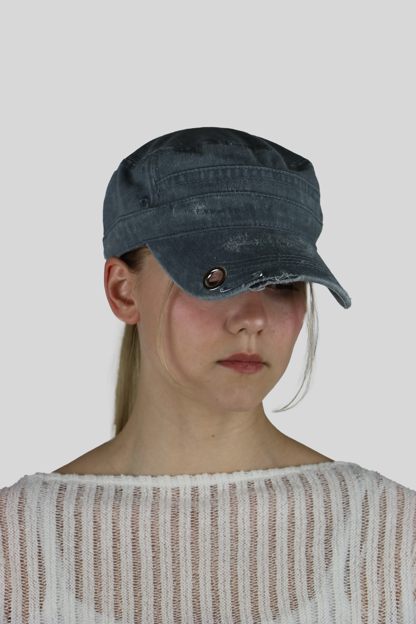 BTIMESTWO - DISTRESSED HANDMADE CAP - GRAY