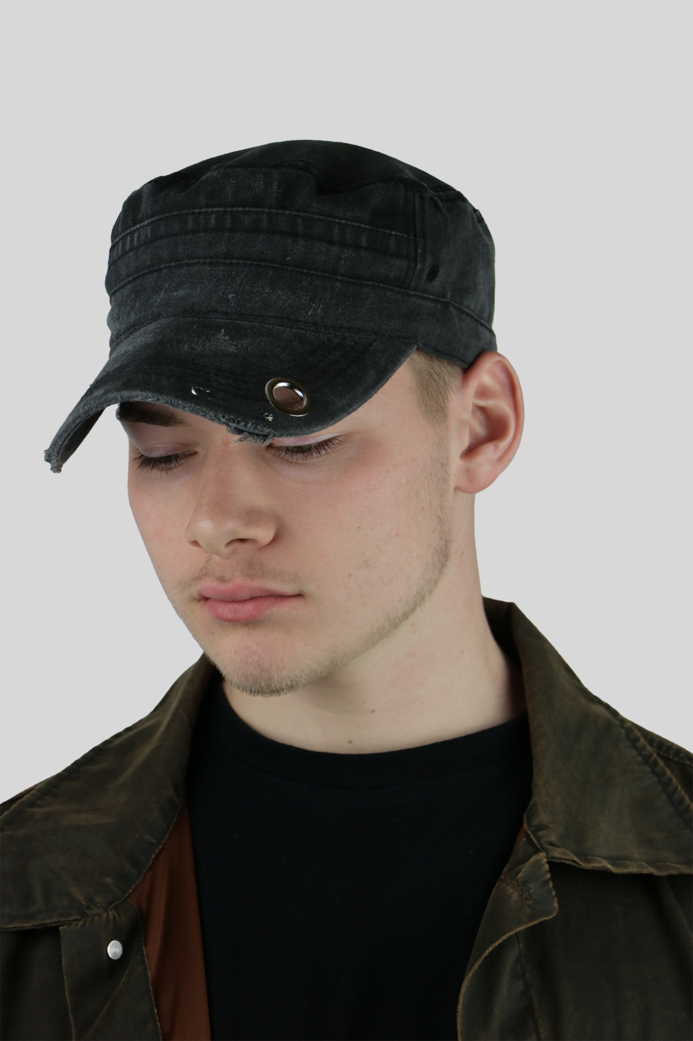 BTIMESTWO - DISTRESSED HANDMADE CAP - BLACK
